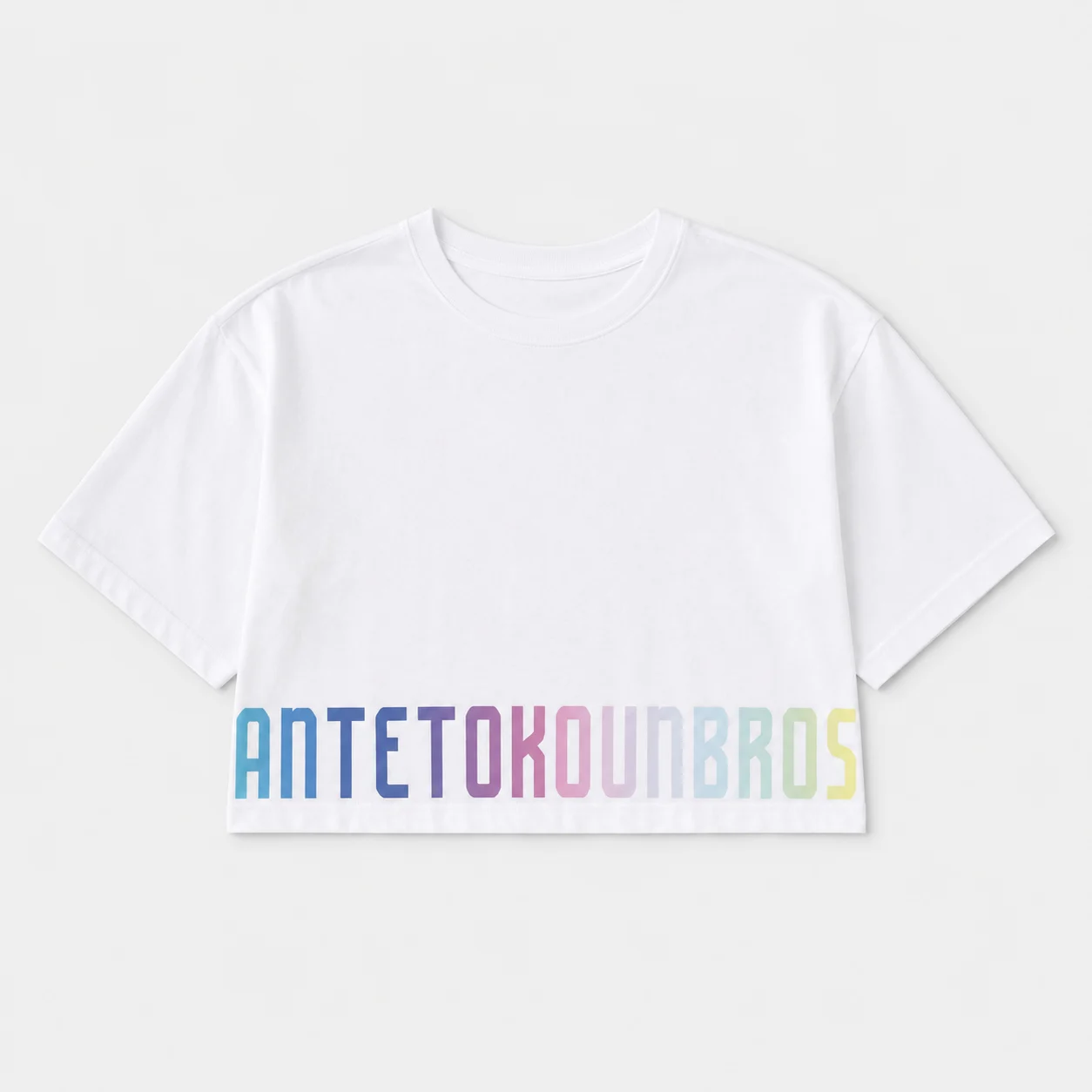 ANTETOKOUNBROS Women's Crop Top T-shirt Calm Graffiti White Front Flat