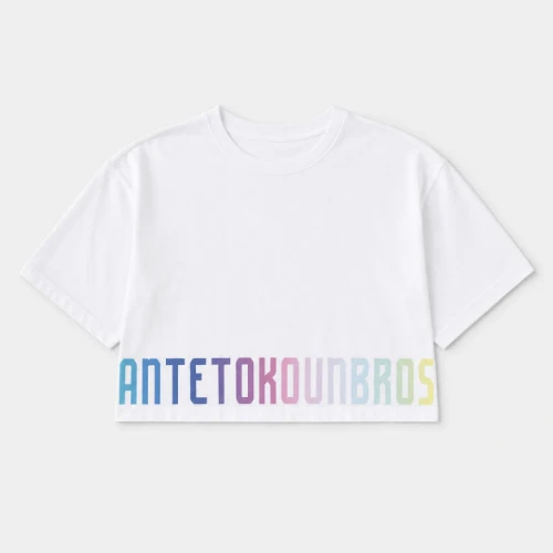 ANTETOKOUNBROS Women's Crop Top T-shirt Calm Graffiti White Front Flat