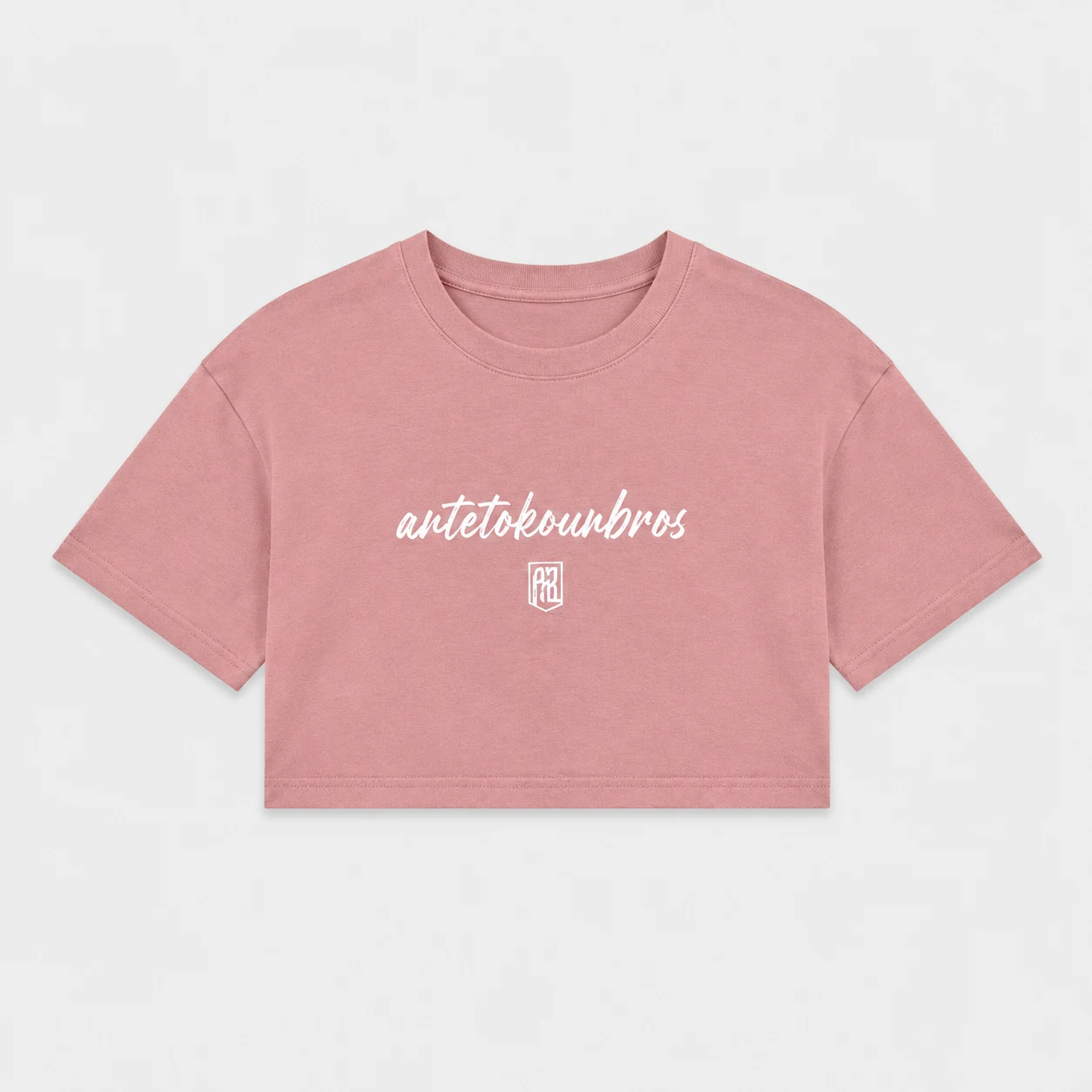 Women's Crop Top T-shirt | ANTETOKOUNBROS Baseline | Dusty Pink Detail