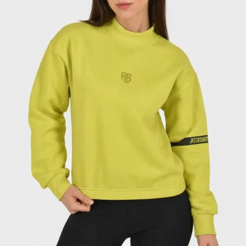 	Women's Crop Top Sweatshirt Mock Neck Lime| Front 2 | Antetokounbro