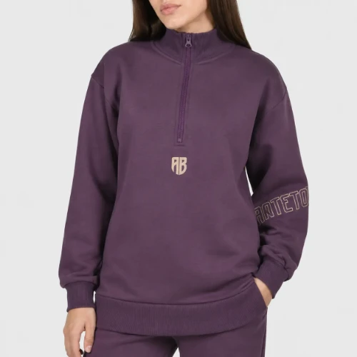 Εικόνα της Γυναικείο Φούτερ με Mock Neck Οversized Aubergine thumb