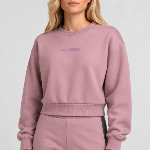 	Women's Crop Top Sweatshirt Logomania Dusty Rose| Front | Antetokounbros