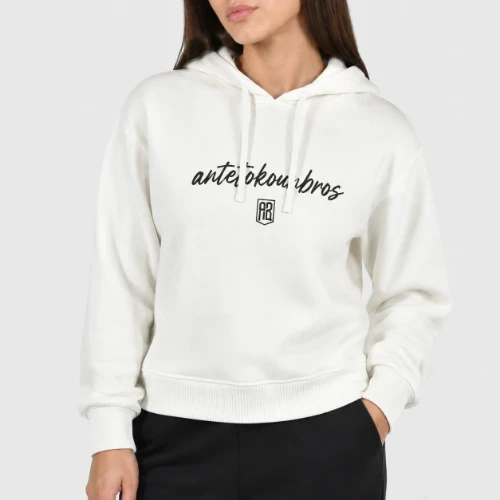 	ANTETOKOUNBROS Women's Crop Hoodie | Off White Front