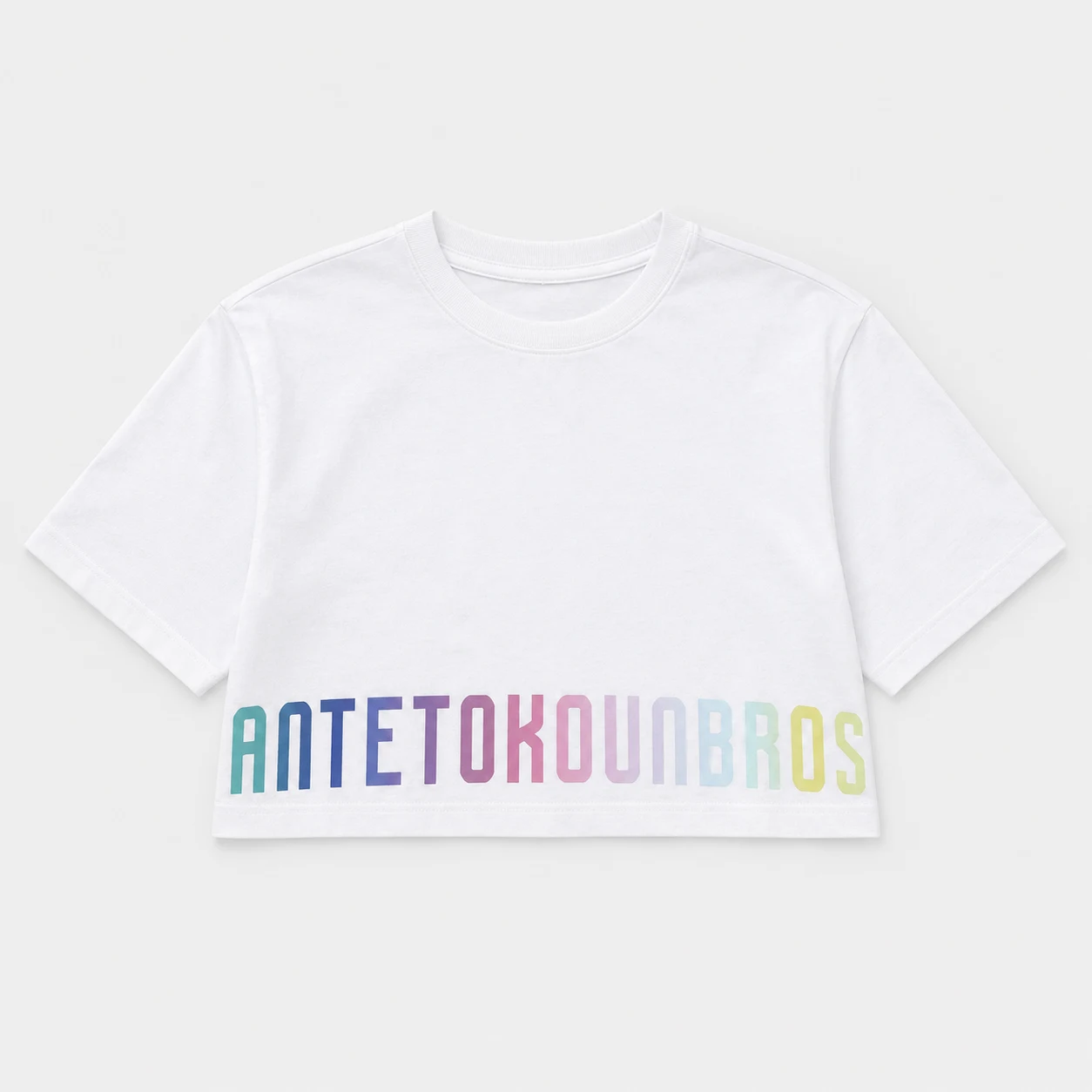 	ANTETOKOUNBROS Kids' Crop Top T-shirt Calm Graffiti White Front Flat