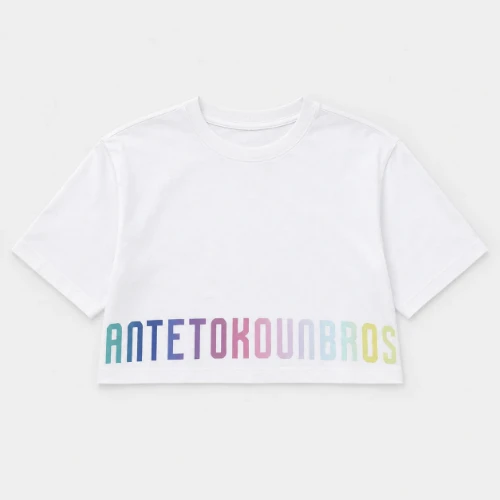 	ANTETOKOUNBROS Kids' Crop Top T-shirt Calm Graffiti White Front Flat