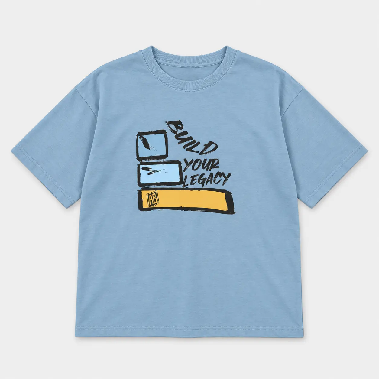 Kids' T-shirt Build your Legacy House Dusty Blue Front Flat