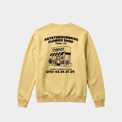 Flower Shop Crewneck Sweatshirt Desert Gold Back