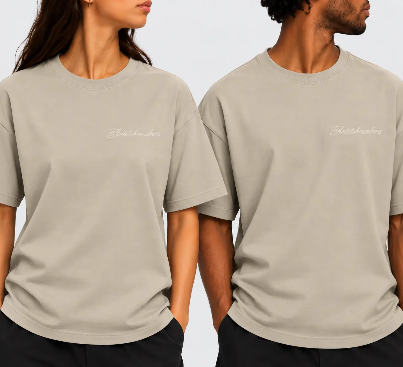 Signature Oversized T-Shirt Sand Tone Models