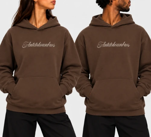 Signature Stonewashed Hoodie Steel Brown Models thumb