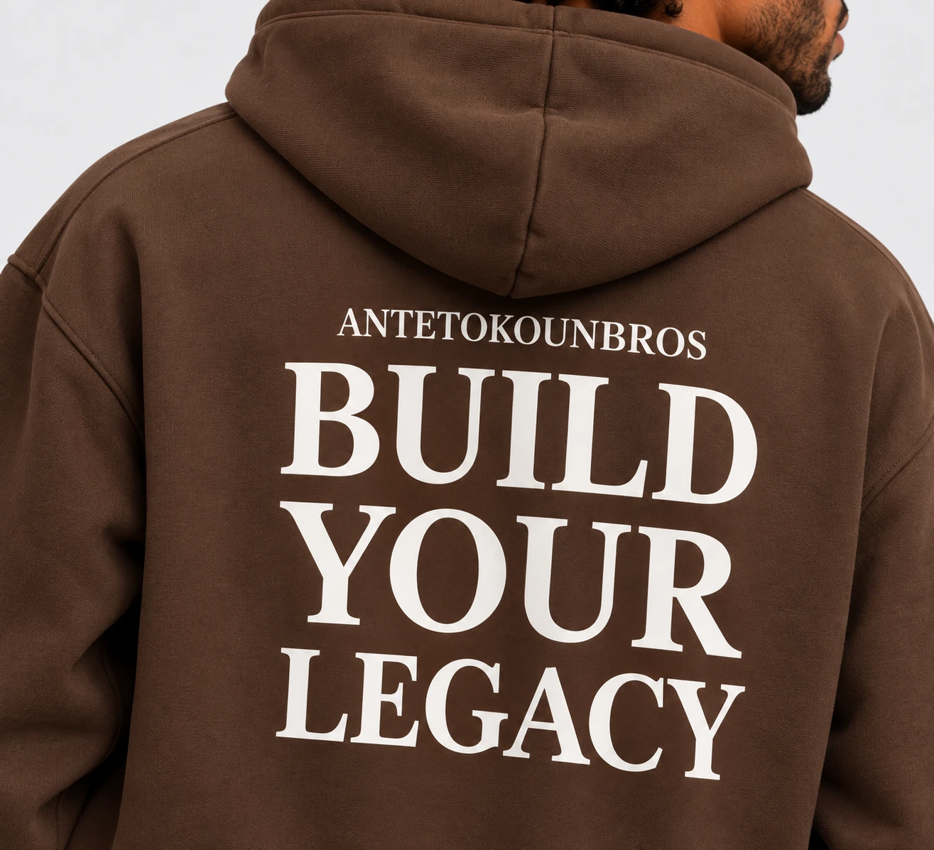 Trophy Hoodie Steel Brown Detail