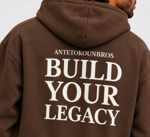 Trophy Hoodie Steel Brown Detail thumb