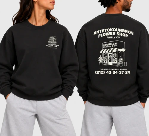 Flower Shop Crewneck Sweatshirt Black Models thumb