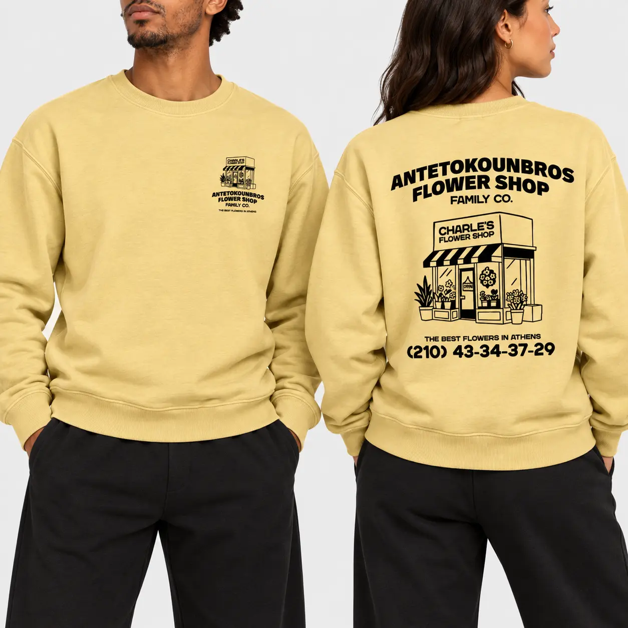 Flower Shop Crewneck Sweatshirt Desert Gold Models