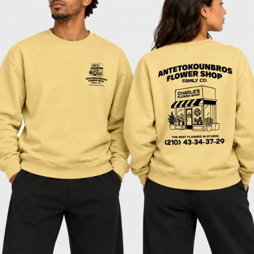 Flower Shop Crewneck Sweatshirt Desert Gold Models thumb