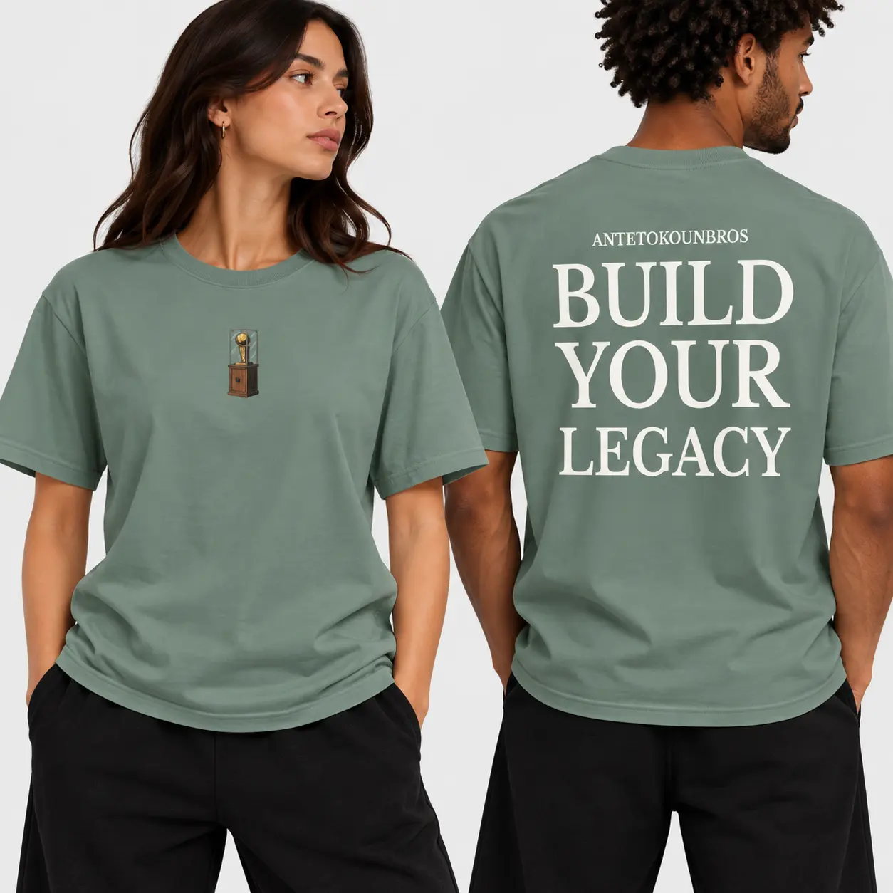 Trophy T-Shirt Stormy Green Models